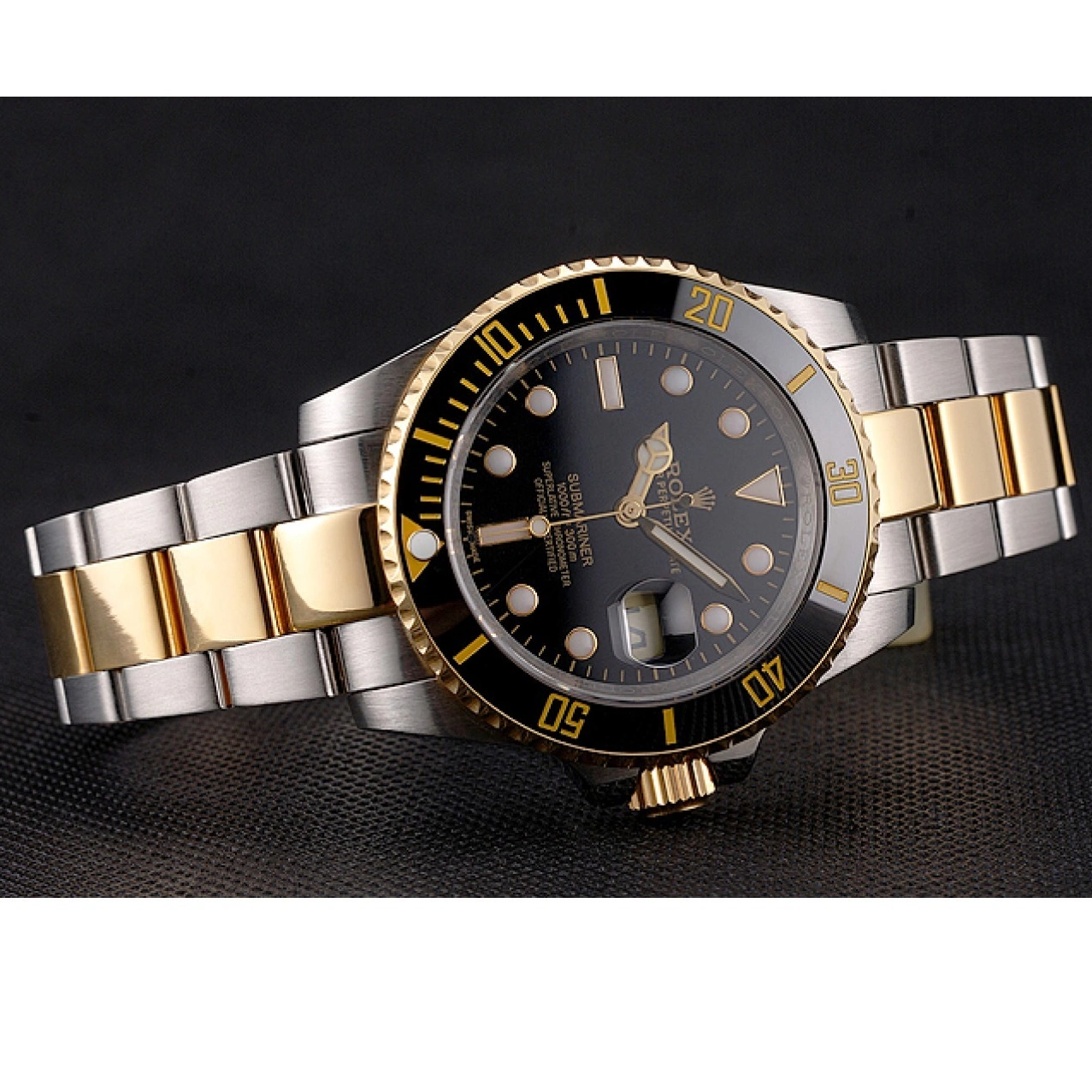 AAA Replica Watches Gold Submariner Black Tone And Steel Two Dial Bezel Swiss Rolex Bracelet 0622